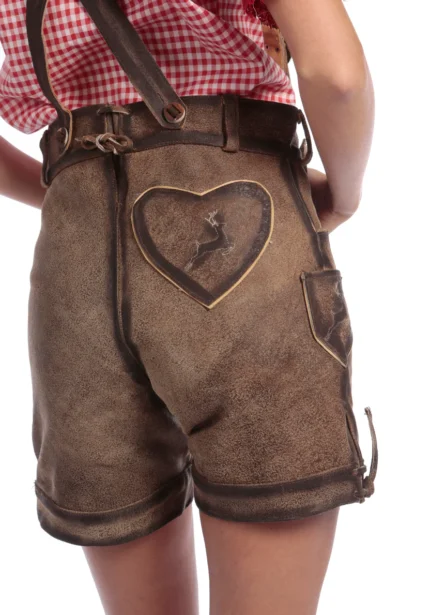 Embroidered Lederhosen for Women Coffee Brown f.webp