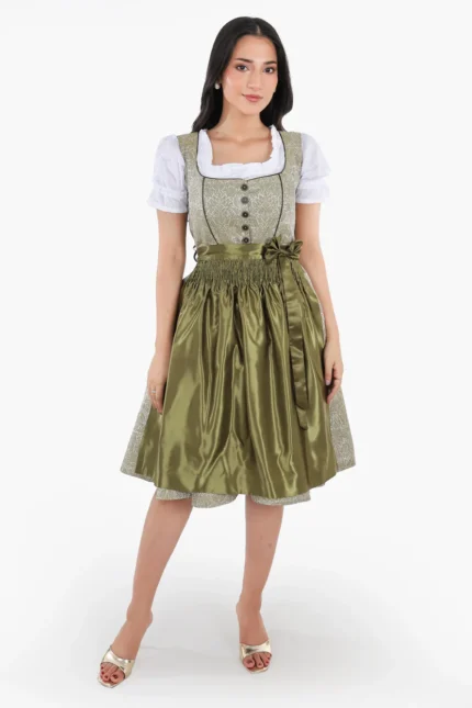 Enchanted Forest Green German Midi Dirndl Dress.webp
