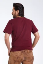 Maroon Bavarian T Shirt with Stag and Mountain Graphic g.webp