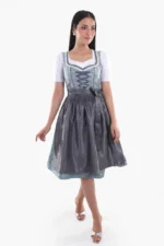 Midi Dirndl Dress Luxury Slate Blue Elegance.webp