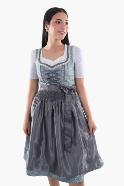 Midi Dirndl Dress Luxury Slate Blue Elegance g.webp