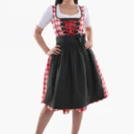 Red Checkered Bodice Traditional Dirndl Dress.webp