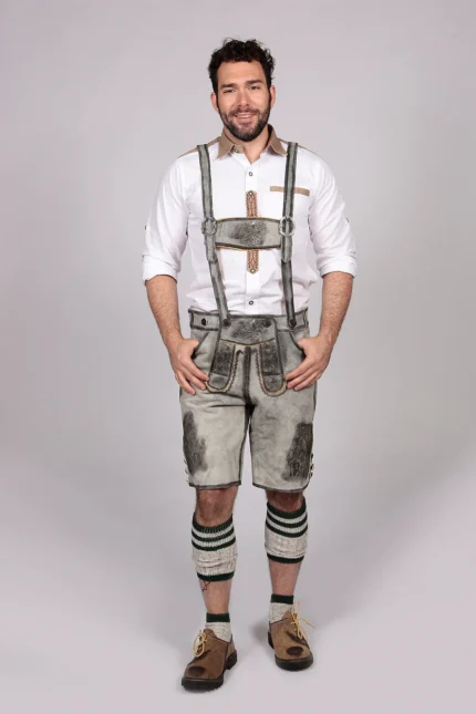 Trachten Short Mens Lederhosen Shaded Grey.webp