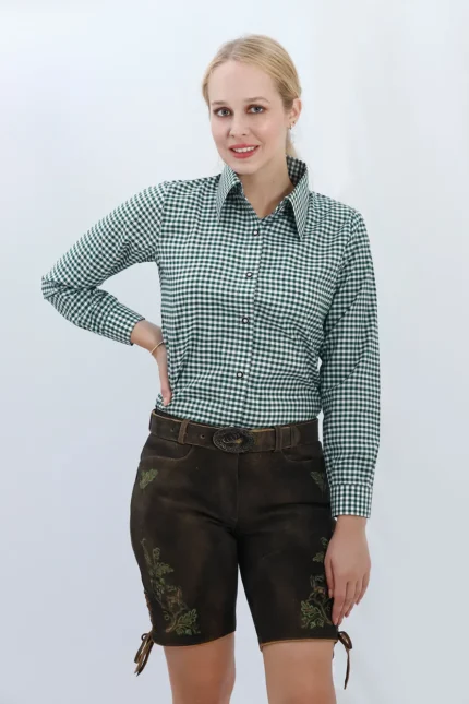 Women Oktoberfest Shirt Green Checkered l.webp